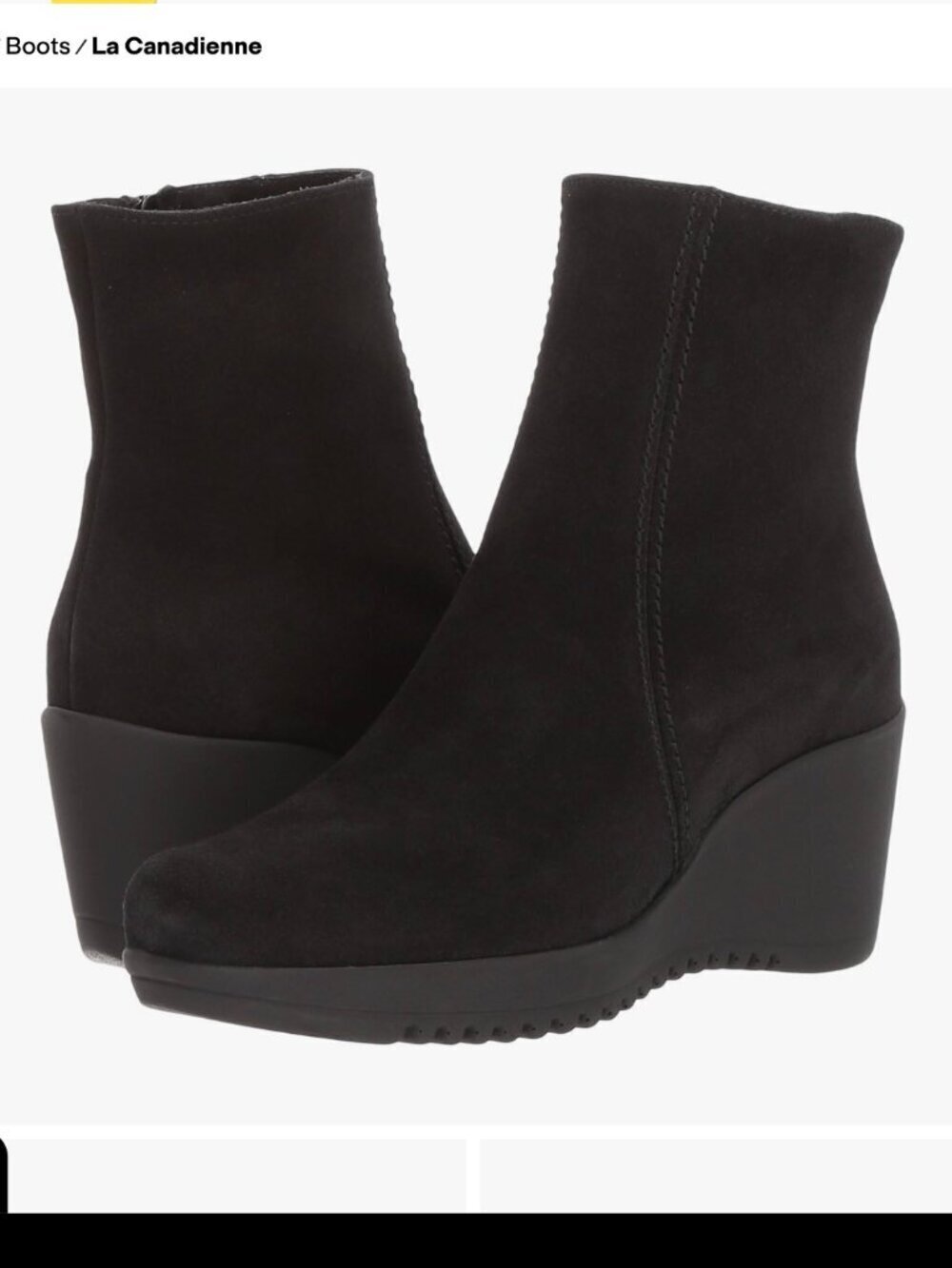 La Canadienne Gavyn wedge heel ankle boots 7.5 black suede $525